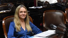 María Gabriela Flores en su banca de la Cámara de Diputados.&nbsp;