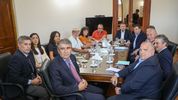 Los ministrosde Maximiliano Pullaro, Olivares y Bastía, y el secretario Galdeano, recibieron a dirigentes de ATE y UPCN.