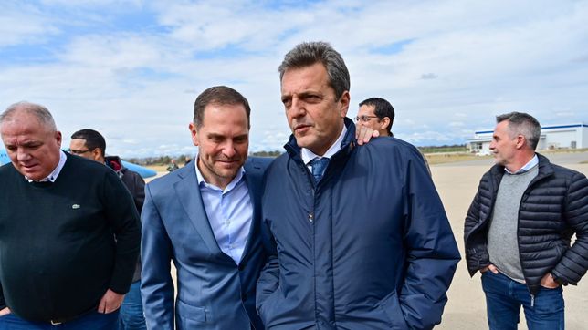 Martín Gill y Sergio Massa durante la última visita del ministro candidato a Córdoba, en la previa a las PASO. 