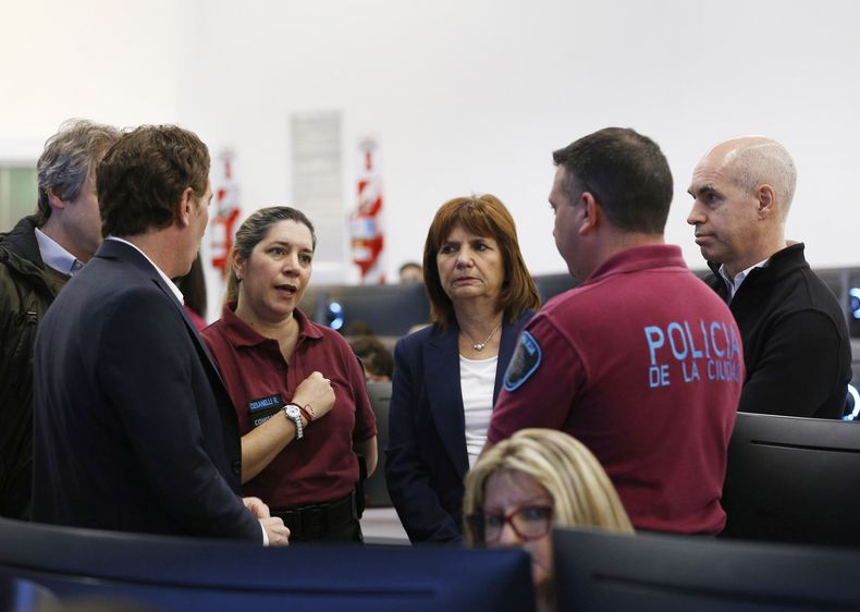 Patricia Bullrich con Diego Santilli y Horacio Rodríguez Larreta durante el gobierno de Mauricio Macri (Foto: NA)