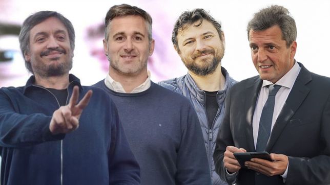 Máximo Kirchner, Federicho Achaval, Juan Grabois y Sergio Massa. 