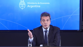 El ministro de Economía, Sergio Massa, en rueda de prensa