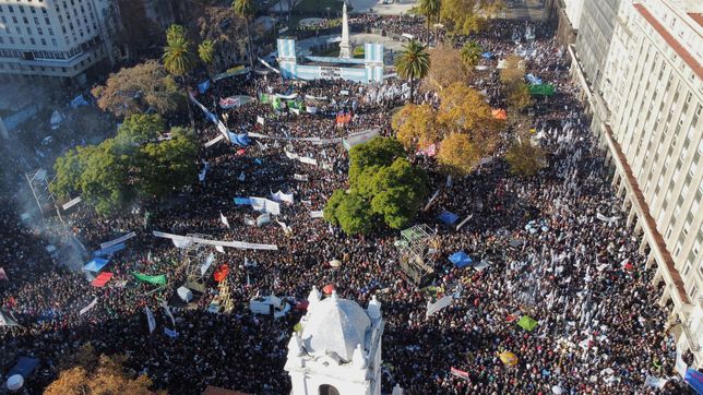 Imagen aérea de la Plaza de Mayo.