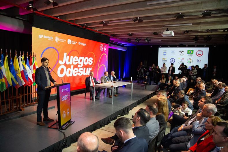 Maximiliano Pullaro, en la presentación de los Juegos Odesur 2026 en Rosario.