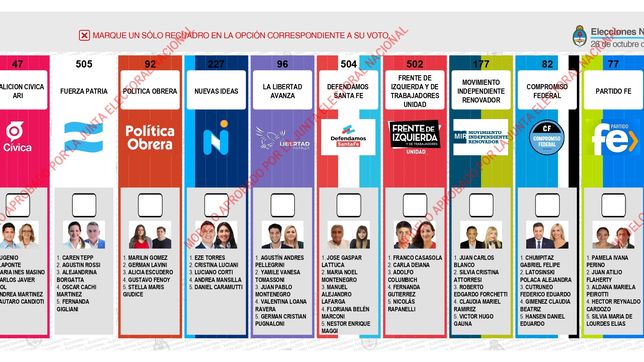 Las listas que competirán en la elección de Santa Fe. 