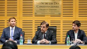 Carlos Rovira, Sebastián Macías y Lucas Romero Spinelli en el encuentro del jueves.&nbsp;