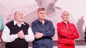 Carlos Verna (exgobernador), Sergio Ziliotto (gobernador reelecto) y Rubén Marín (exgobernador) analizaron los resultados del 14M. Son los hombres fuertes del PJ de La Pampa. Gentileza www.radiokermes.com