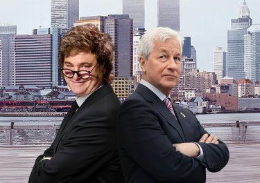 Javier Milei y Jamie Dimon, ceo de J.P. Morgan (Fotomontaje).