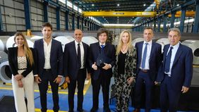 El presidente Javier Milei en la planta Sidersa.