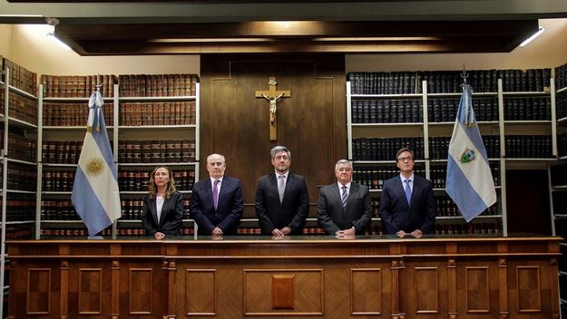 El Superior Tribunal de Justicia de La Pampa: Verónica Campo, Eduardo Fernández Mendía, José Sappa, Hugo Díaz y Fabricio Losi.