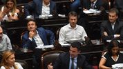 El bloque UCR, durante la sesión de la ley ómnibus.&nbsp;