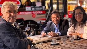 Peronismo no kirchnerista del Norte Grande: el gobernador de Salta Gustavo Sáez junto al senador Guillermo Andrada, de Catamarca, y la senadora Carolina Moisés, de Jujuy.