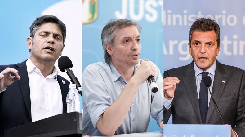 Axel Kicillof, M&aacute;ximo Kirchner y Sergio Massa.