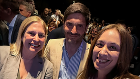 Gisela Scaglia, Maximiliano Pullaro y María Eugenia Vidal, juntos en Rosario.