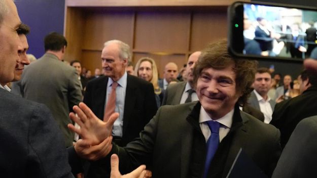 Javier Milei en la Bolsa de Comercio de Córdoba en 2025