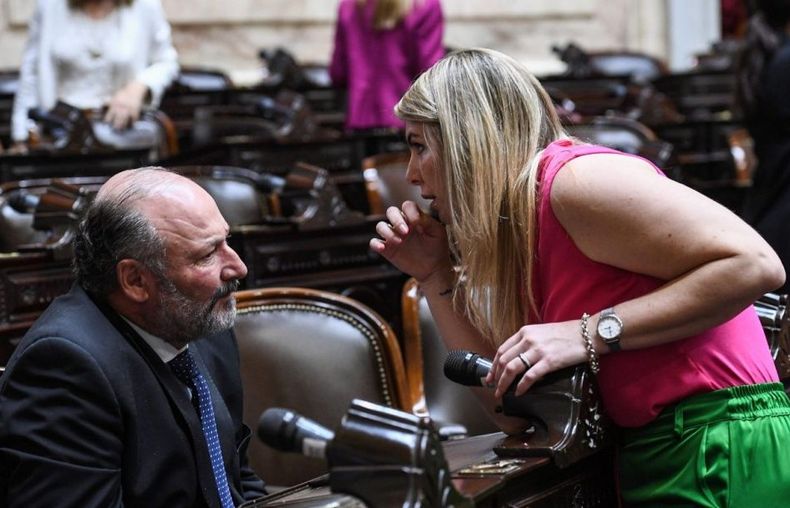 Daniel Kroneberger&nbsp; de la UCR, junto a Victoria Huala, del PRO. Ambos son de La&nbsp; Pampa, claves para la sesión del Senado que debate la ley de glaciares.&nbsp;
