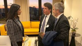 Nicolás Posse, junto a Luis Caputo y Gita Gopinath (FMI).&nbsp;