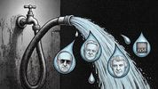 Roggio, Filiberti y Walter Román se disputan la privatización de AYSA. (Imagen generada con IA).