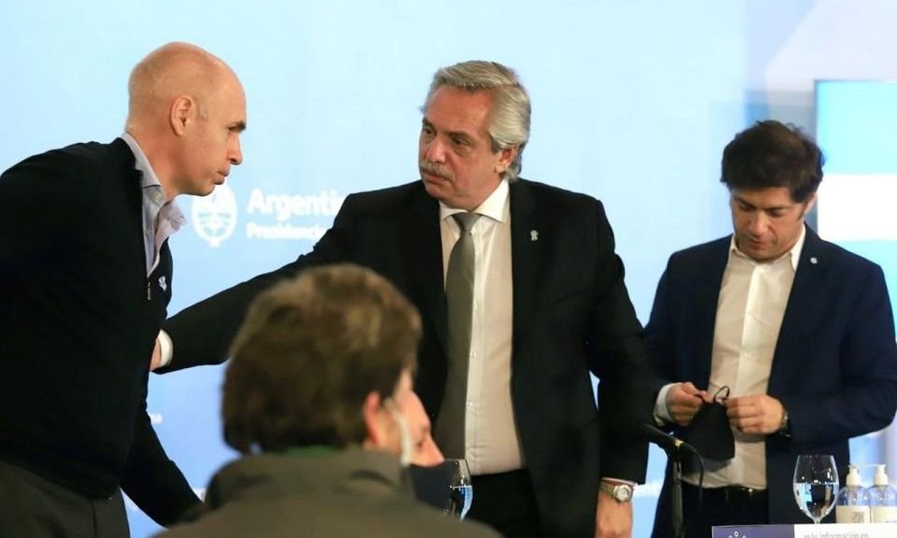 Horacio Rodríguez Larreta, Alberto Fernández y Axel Kicillof.