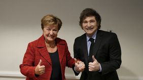 Kristalina Georgieva, directora del FMI, y Javier Milei