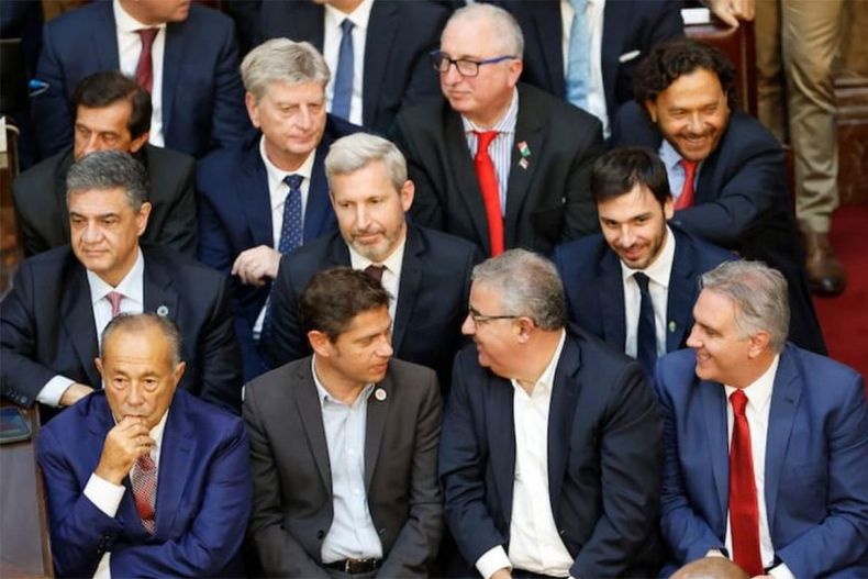 Rogelio Frigerio, en segunda fila, durante el discurso del presidente Javier Milei, el pasado 1 de marzo en el Congreso de la Naci&oacute;n.