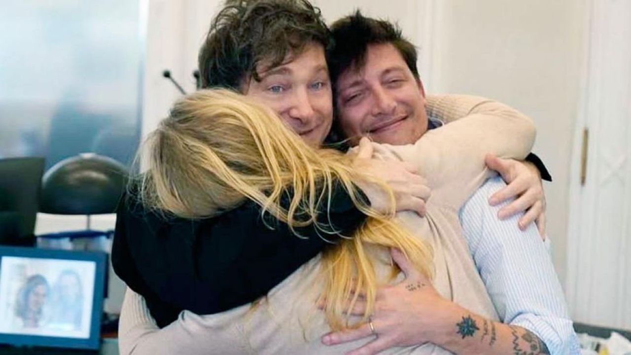 Javier Milei, Karina Milei y Santiago Caputo.&nbsp;