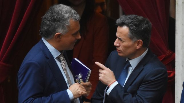 Sebastián Pareja y Gabriel Bornoroni, de La Libertad Avanza, el bloque de Javier Milei.&nbsp;