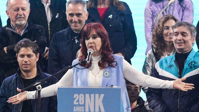 Axel Kicillof, Cristina Fernández de Kirchner y Máximo Kirchner, en tiempos de paz.&nbsp;