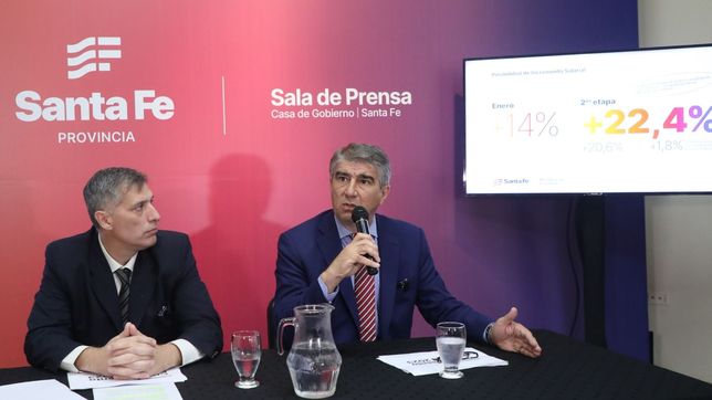 Los ministros Bastía y Olivares explicaron el pago de las paritarias del 2023. 