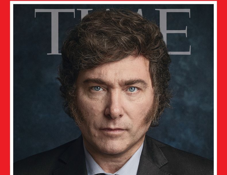 La versión digital de Javier Milei, en la tapa de Time.