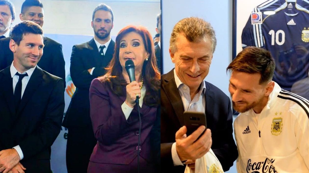 Lionel Messi con CFK, a la vuelta de Brasil 2018. Con Mauricio Macri, en 2018. Foto y me voy.