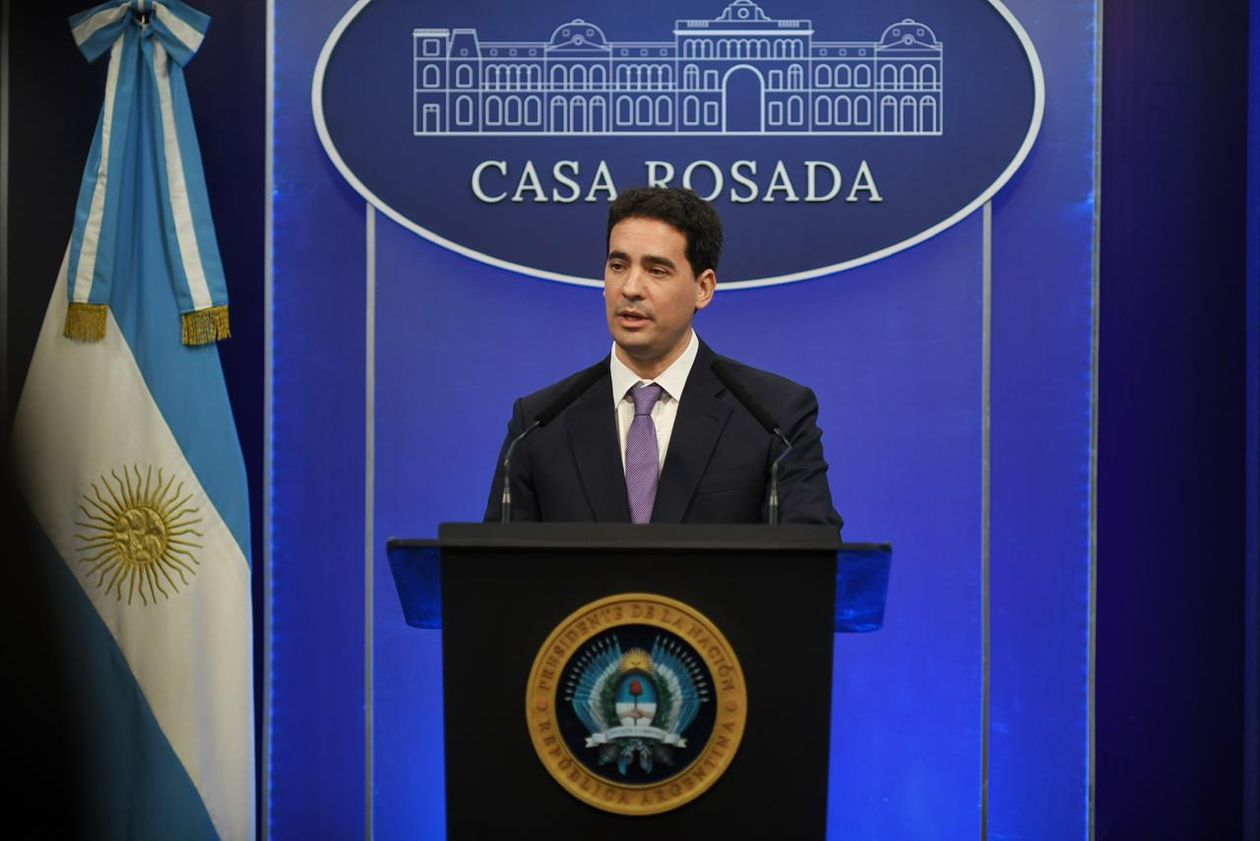 Adrián Ravier en su segunda conferencia de prensa como vocero presidencial.&nbsp;