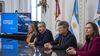 El intendente Pablo Javkin durante el anuncio, junto a la presidenta del Concejo Schmuck, el coordinador de gabinete Biazzi y la secretaria de movilidad Mangarelli.