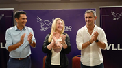 Adrian Nuñez Karina Milei y Martín Menem en Misiones.