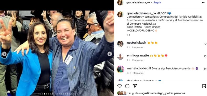 Graciela de la Rosa agradeció la candidatura y reafirmó el compromiso del PJ de Insfrán.