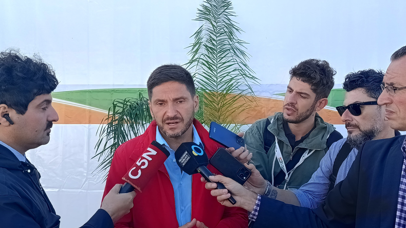 El gobernador Maximiliano Pullaro participa de la primera jornada de Expoagro (Foto: Nicolás Guillones)
