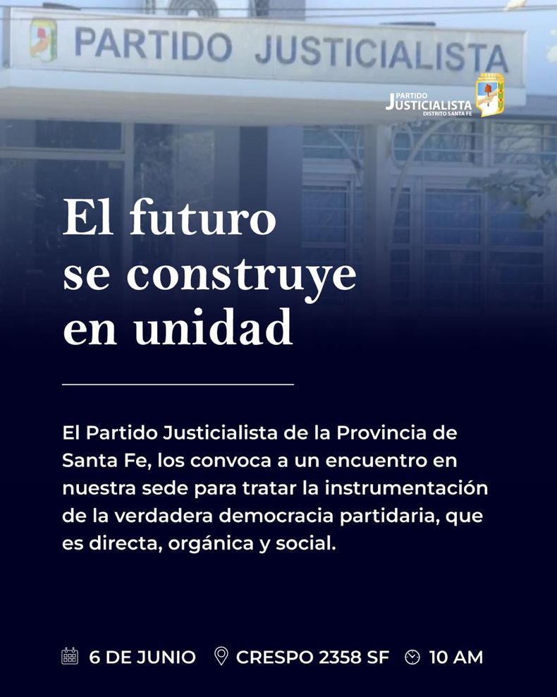 El flyer que recibieron algunos dirigentes del peronismo de Santa Fe.