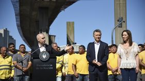 Mauricio Macri y Horacio Rodríguez Larreta al presentar el proyecto del Paseo del Bajo