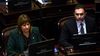 Patricia Bullrich y Ezequiel Atauche (La Libertad Avanza) durante la sesión del Senado.&nbsp;