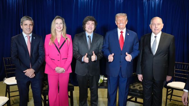 La delegación argentina reunida con Donald Trump en Estados Unidos. 