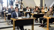 Enemigos íntimos. A la izquierda de la foto, el bloque de la UCR de La Pampa: adelante, Javier Torroba, detrás de él Poli Altolaguirre. Enfrentados por Medanito. FOTO: www.radiokermes.com