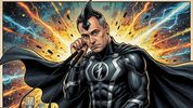 Manuel Adorni es Rayo Negro (imagen generada con IA).