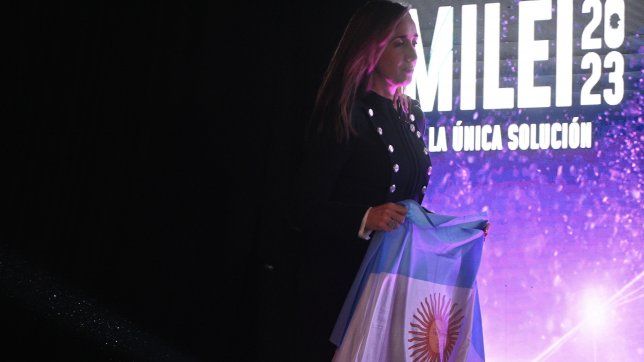 Victoria Villarruel el 13 de agosto en el búnker de La Libertad Avanza. FOTO: Victoria Gesualdi.