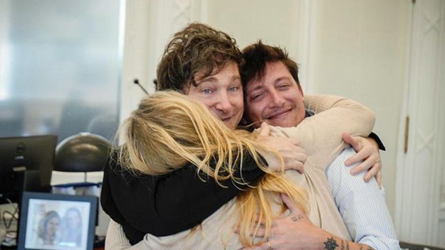 Javier Milei, Karina Milei y Santiago Caupto.