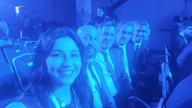 En uno de los debates presidenciales con Pagano, Bertie Benegas Lynch y Martín Menem.