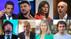 Sergio Massa, Juan Grabois, Patricia Bullrich, Horacio Rodríguez Larreta, Javier Milei, Juan Schiaretti, Myriam Bregman y Gabriel Solano (de izquierda a derecha y de arriba hacia abajo)