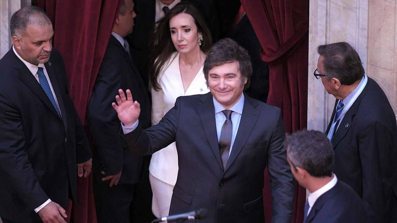 Javier Milei y Victoria Villarruel, en el Congreso. El viernes participarán de la apertura de sesiones.&nbsp;
