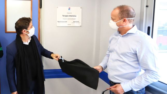 kicillof y maximo, junto a insaurralde para inaugurar una de terapia intensiva