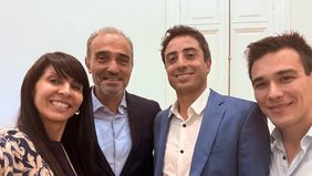 Lorena Villaverde junto a Lule Menem y el senador Enzo Fullone.&nbsp;