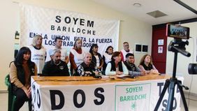 La cúpula del Sindicato de Obreros y Empleados Municipales de Bariloche, en conferencia de prensa. 